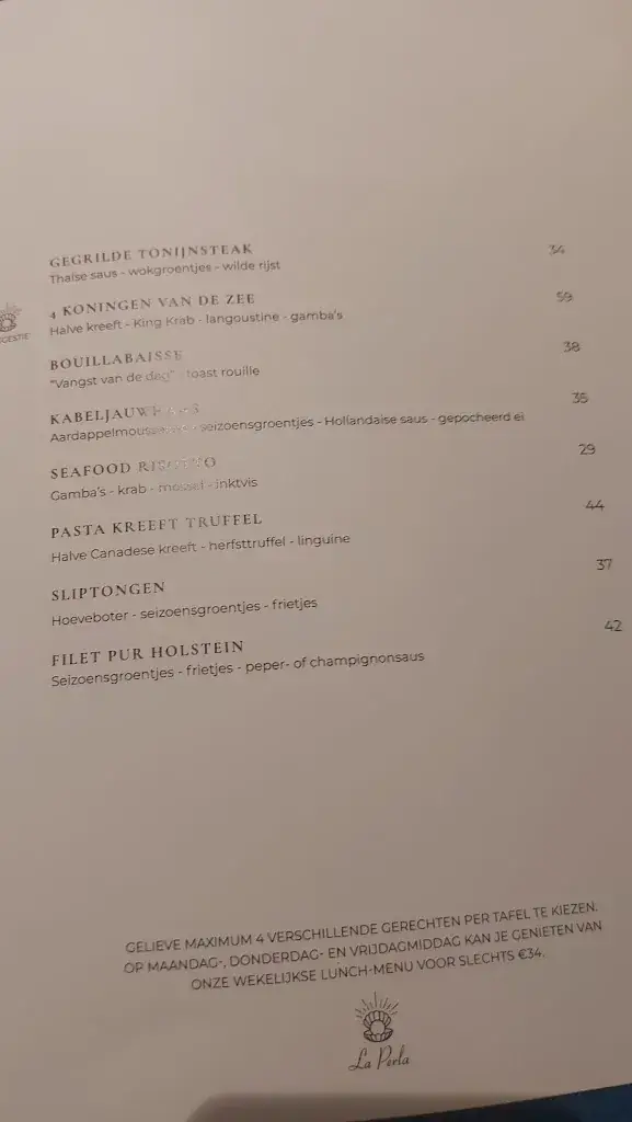 Menu_La Perla - Seafood_Aalst_image_3