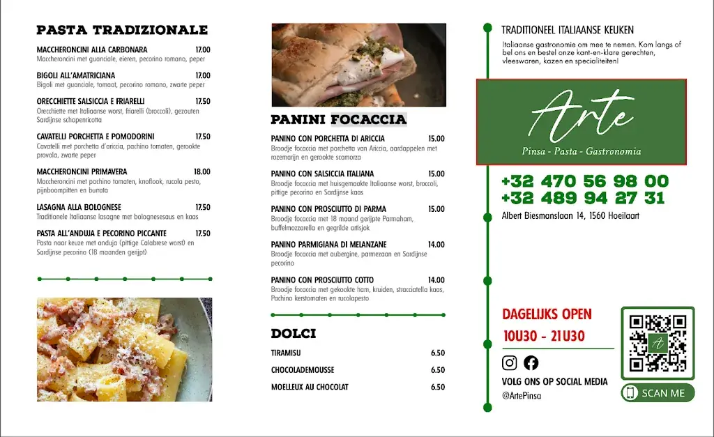 Menu_Arte Pinsa - Pasta - Gastronomia_Hoeilaart_image_1
