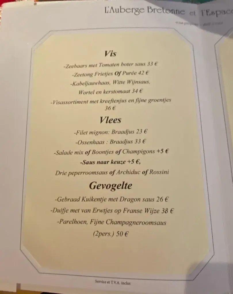 Menü_L'Auberge Bretonne_Overijse_Bild_1