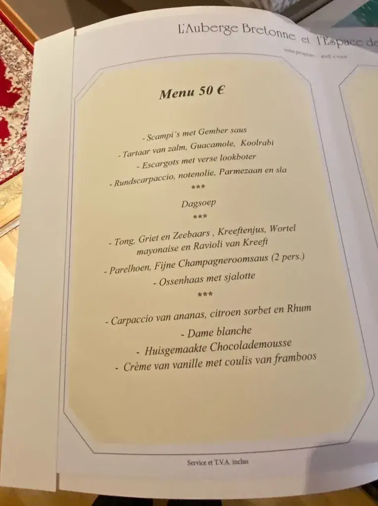 Menü_L'Auberge Bretonne_Overijse_Bild_2