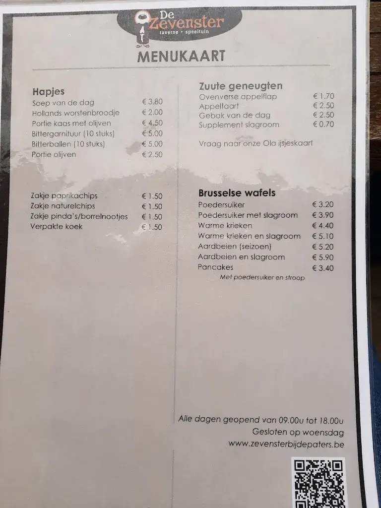 Menu_De Zevenster 'Bij De Paters'_Hoogstraten_image_2