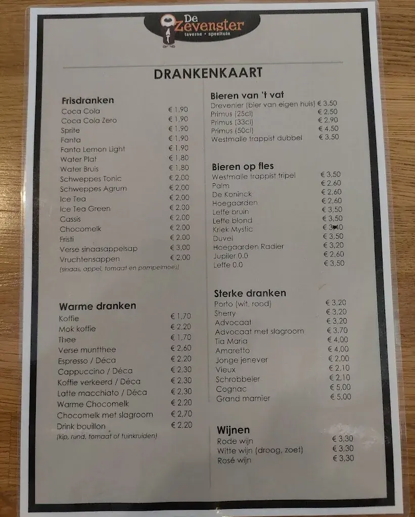 Menu_De Zevenster 'Bij De Paters'_Hoogstraten_image_3