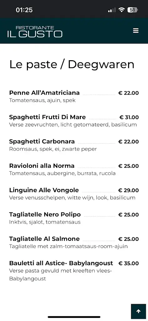 Menu_Il Gusto Ristorante_Aalst_image_3