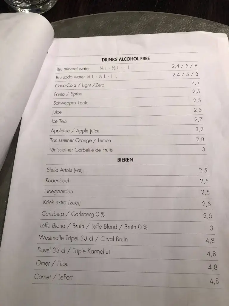 Menü_Bistro Belle Restaurant Lounge_Izegem_Bild_2