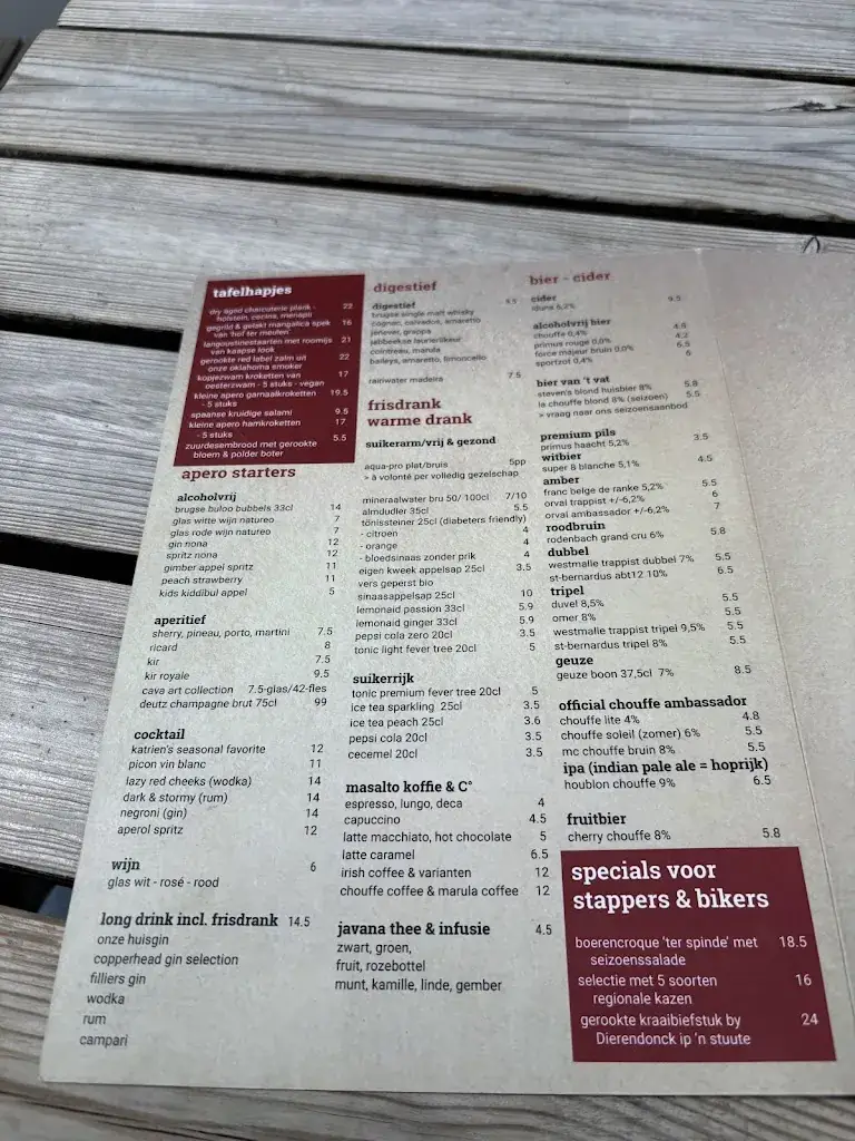 Menü_Ter Spinde Estaminet_Jabbeke_Bild_1