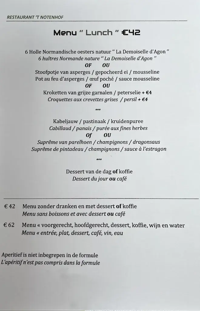 Menu_Restaurant 't Notenhof_Londerzeel_image_1