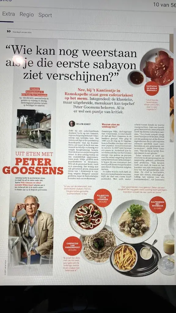 Menu_Restaurant 't Kantientje_Knokke-Heist_image_1