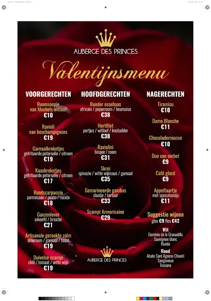 Menu_Auberge Des Princes_Kortenberg_image_1