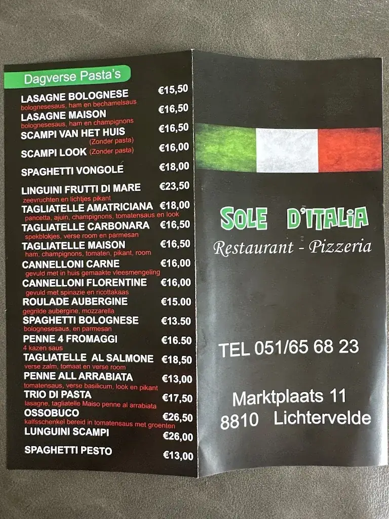 Menu_Sole D'italia_Lichtervelde_imagen_1