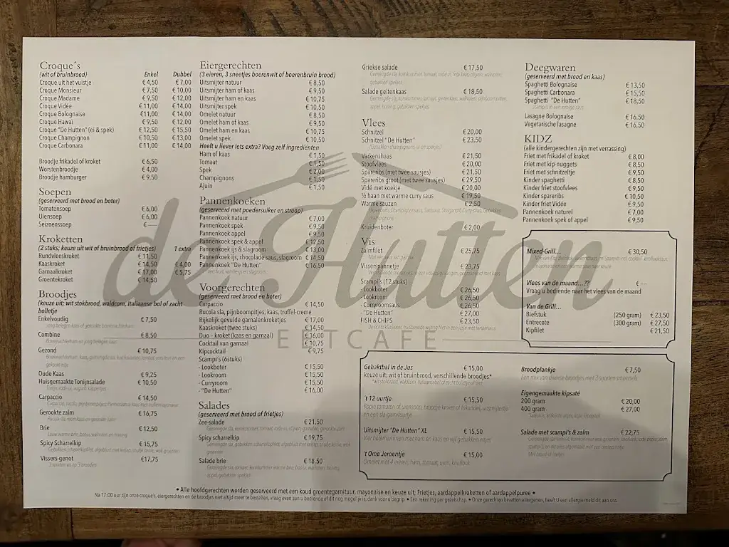 Menü_Eetcafé De Hutten_Lommel_Bild_1