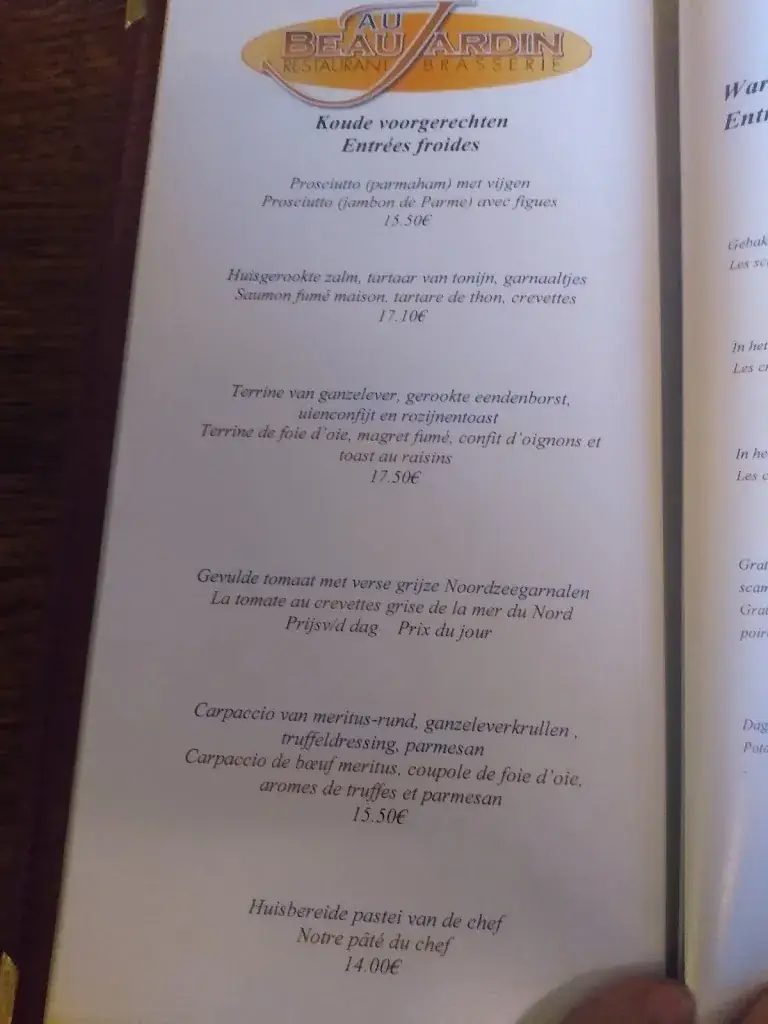 Menu_Au beau jardin, Restaurant_Menen_image_2