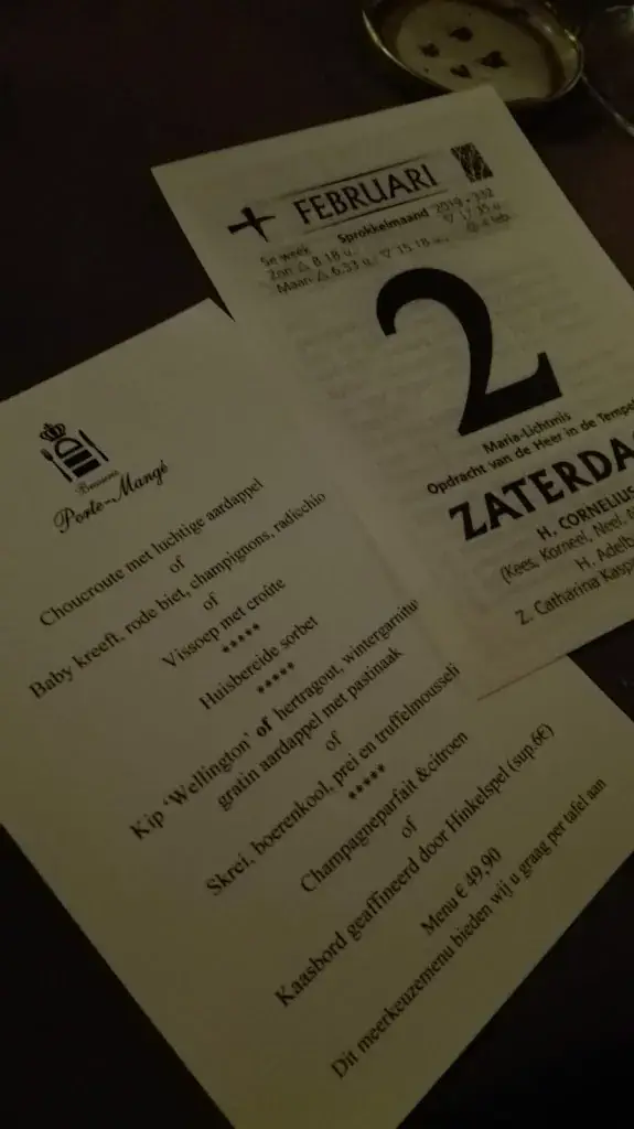 Menu_Brasserie Porte-Mangé_Merelbeke-Melle_image_1