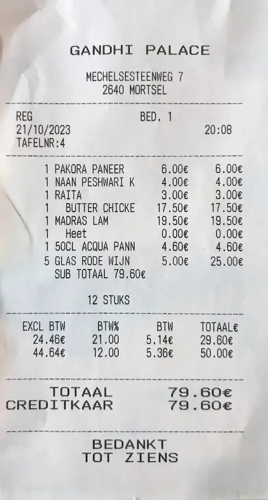 Menu_Gandhi Palace_Mortsel_imagen_2