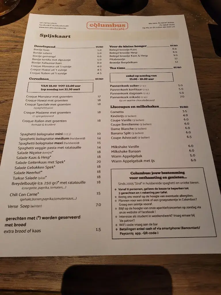 Menu_Eetcafé Columbus_Oosterzele_imagen_1