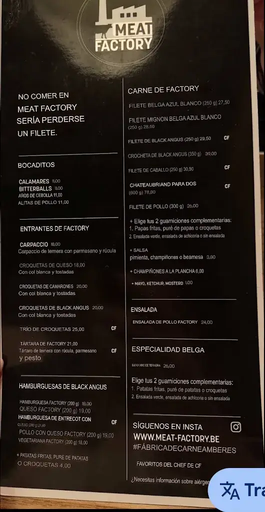 Menü_Meat Factory_Antwerpen_Bild_1