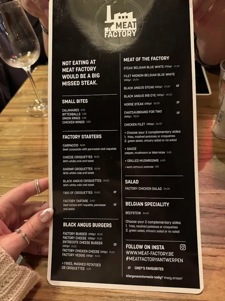 Menü_Meat Factory_Antwerpen_Bild_2