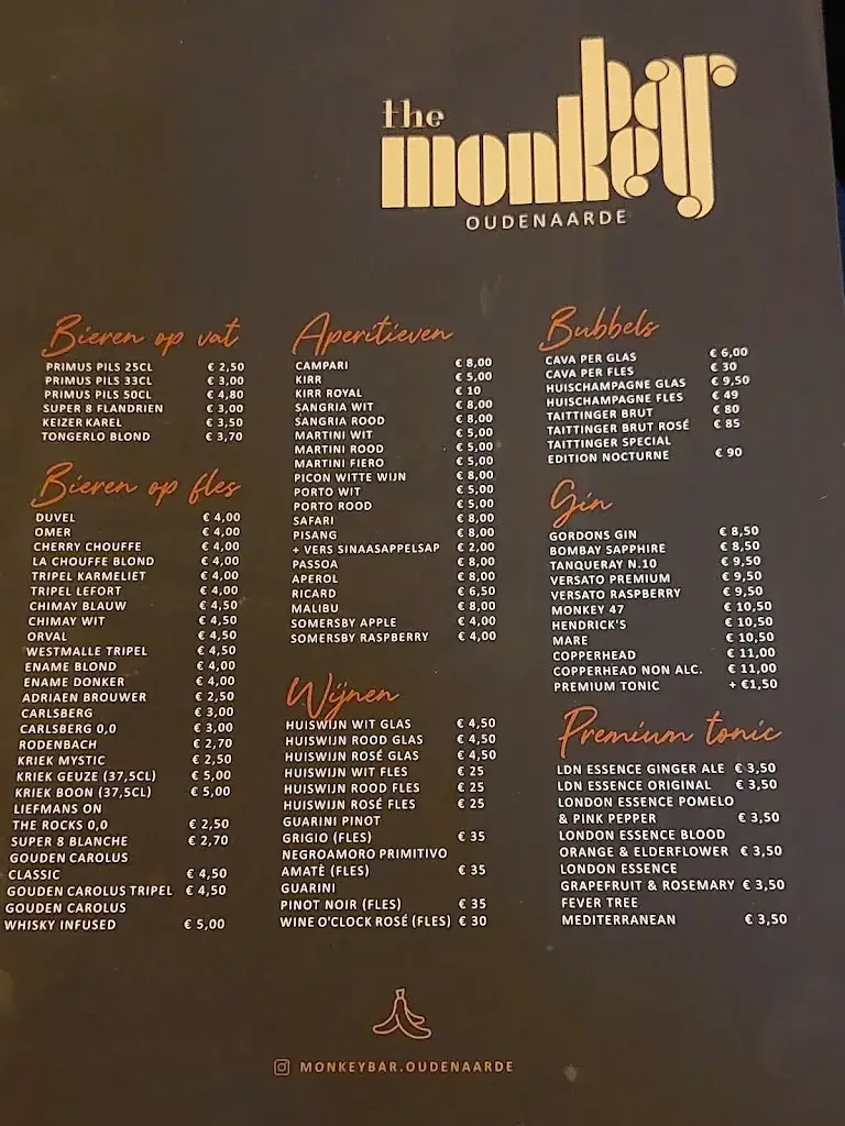 Menu_The Monkey Bar_Oudenaarde_image_1