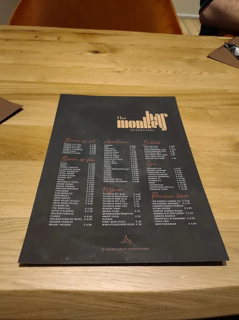 Menu_The Monkey Bar_Oudenaarde_image_3
