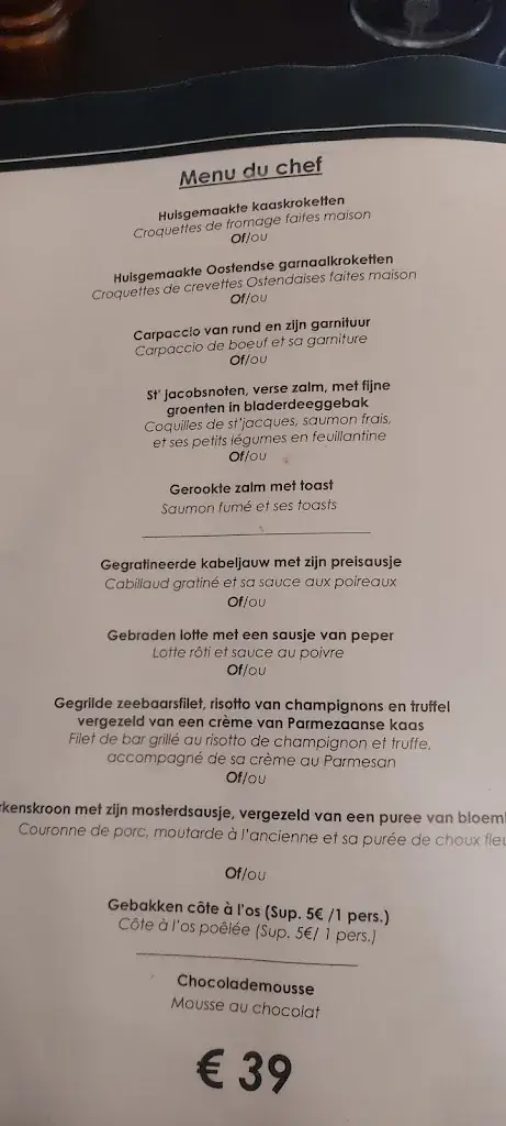 Menu_Bistrot de la Mer Oostende_Oostende_image_1