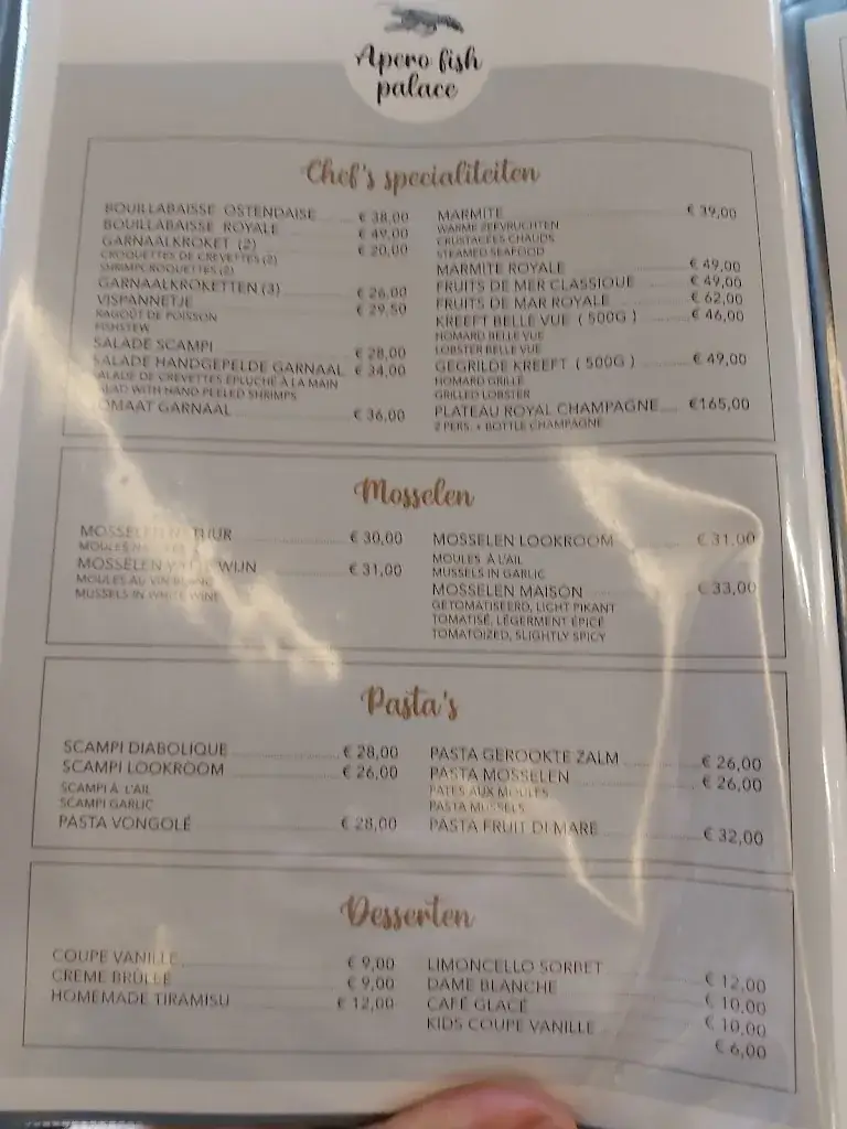 Menü_Apero Fish Palace_Oostende_Bild_1