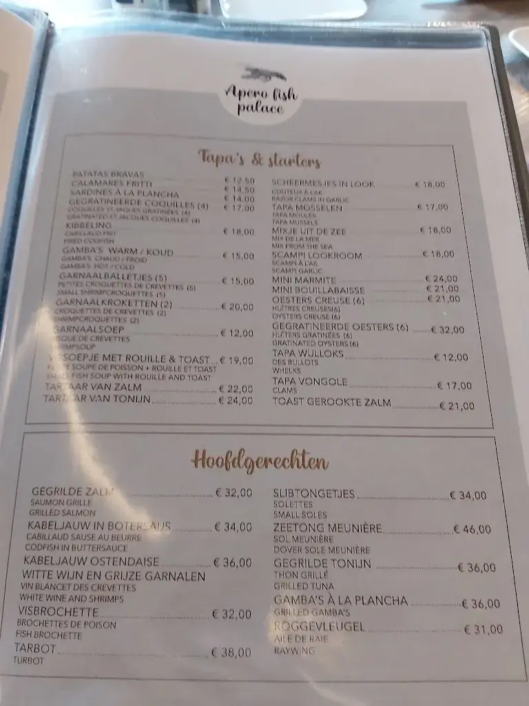 Menü_Apero Fish Palace_Oostende_Bild_3
