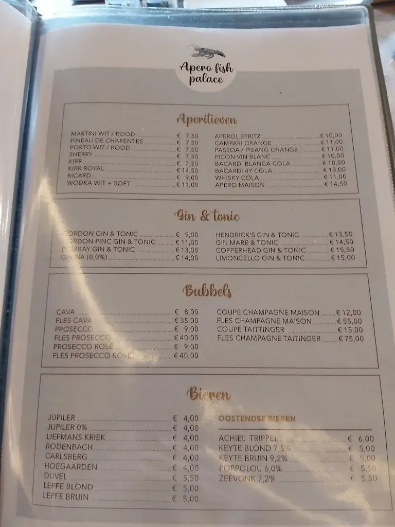 Menü_Apero Fish Palace_Oostende_Bild_4