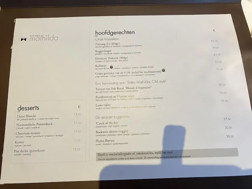 Menu_Bistro Mathilda_Oostende_image_1