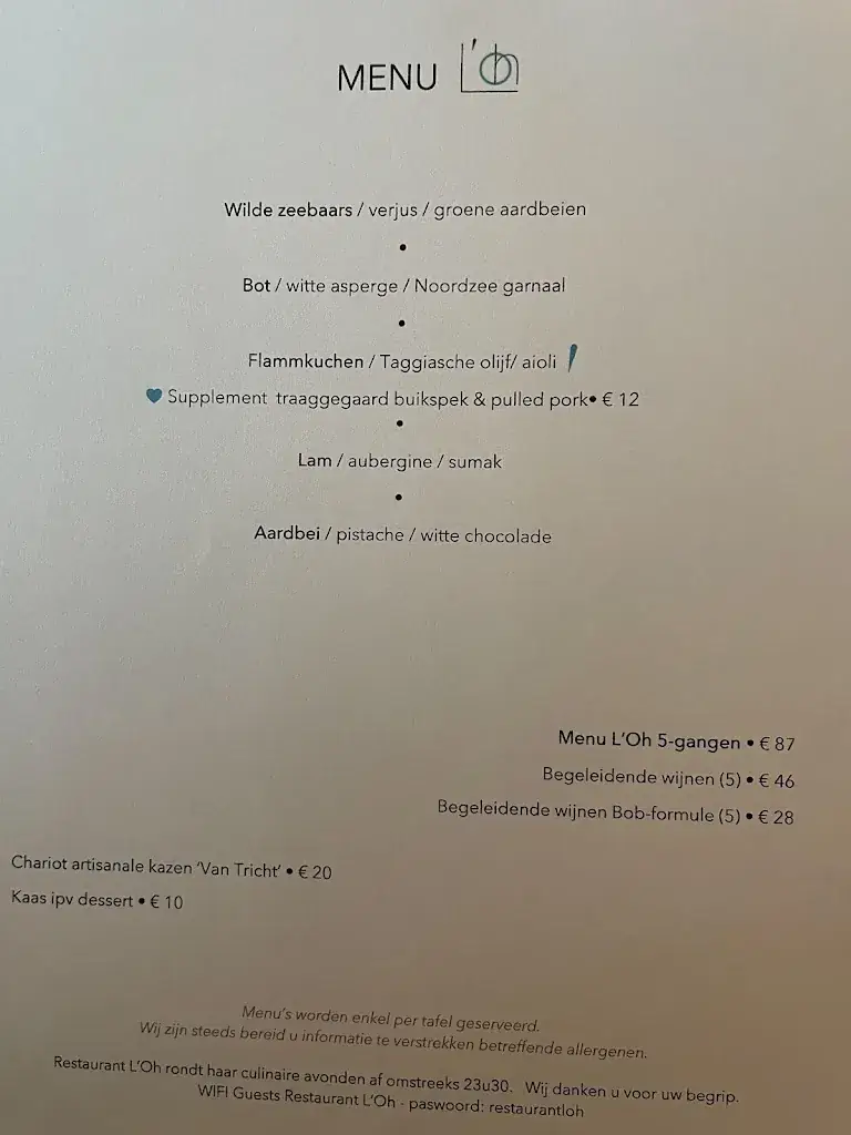 Menu_Restaurant L' Oh_Tielt-Winge_image_1