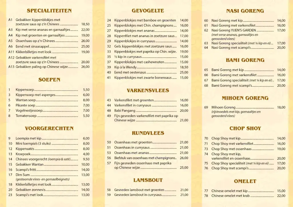 Menu_Yuen's Garden_Puurs-Sint-Amands_image_1