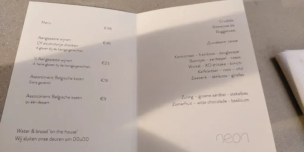 Menü_Neon Restaurant_Lier_Bild_1