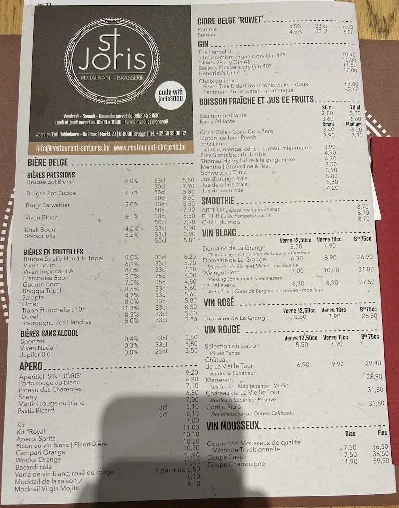 Menu_Sint Joris restaurant_Brugge_image_1