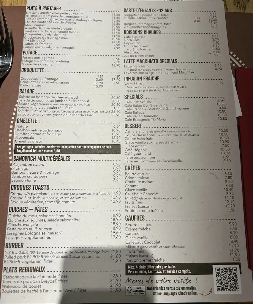Menu_Sint Joris restaurant_Brugge_image_2