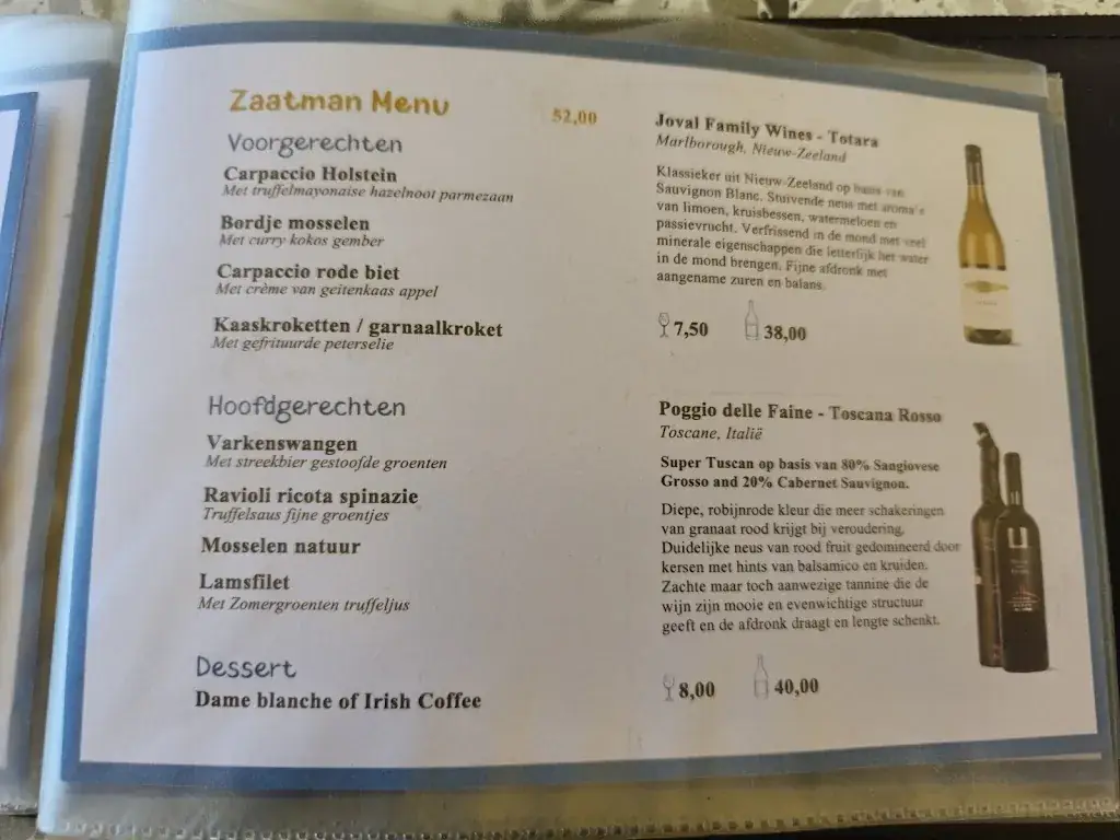 Menü_Bistro De Zaatman_Temse_Bild_1