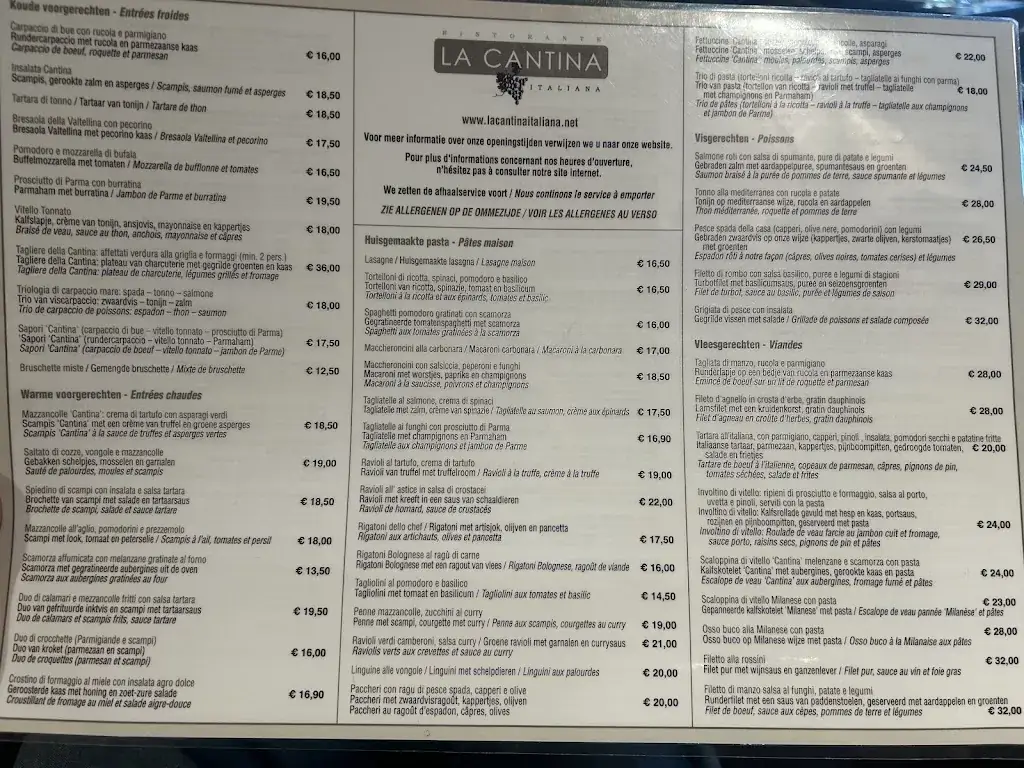 Menu_La Cantina Italiana_Tervuren_image_2