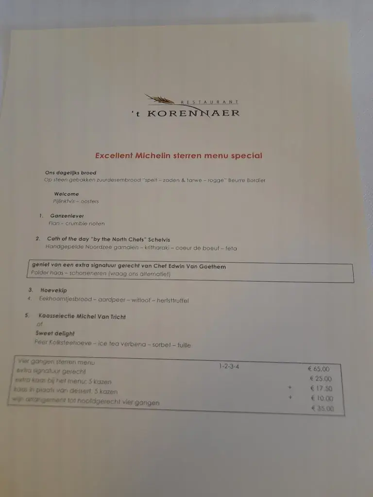 Menu_'t Korennaer_Sint-Niklaas_image_1