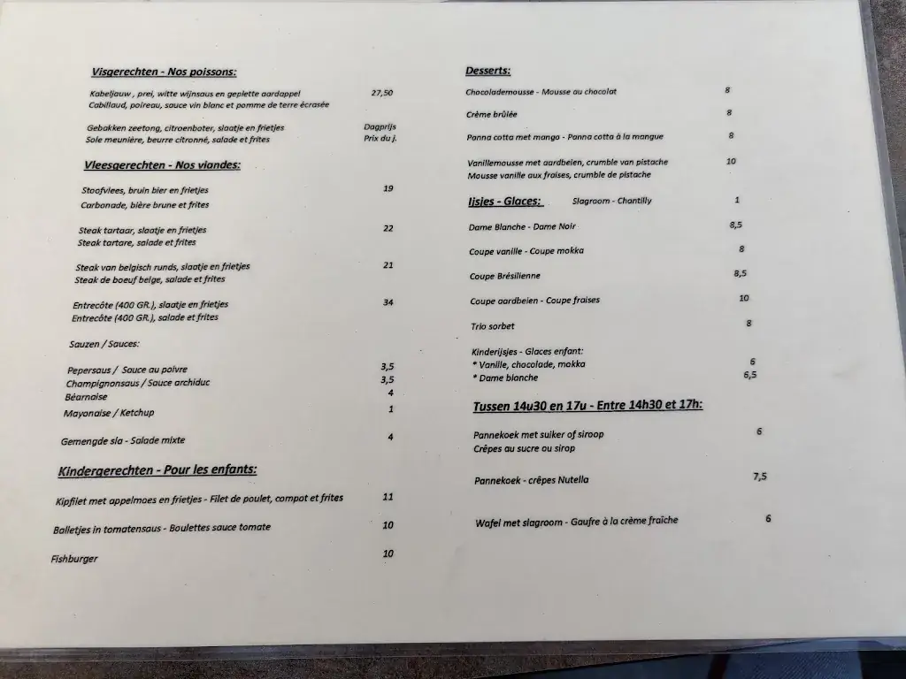 Menü_Brasserie De Drie Fonteinen_Vilvoorde_Bild_1