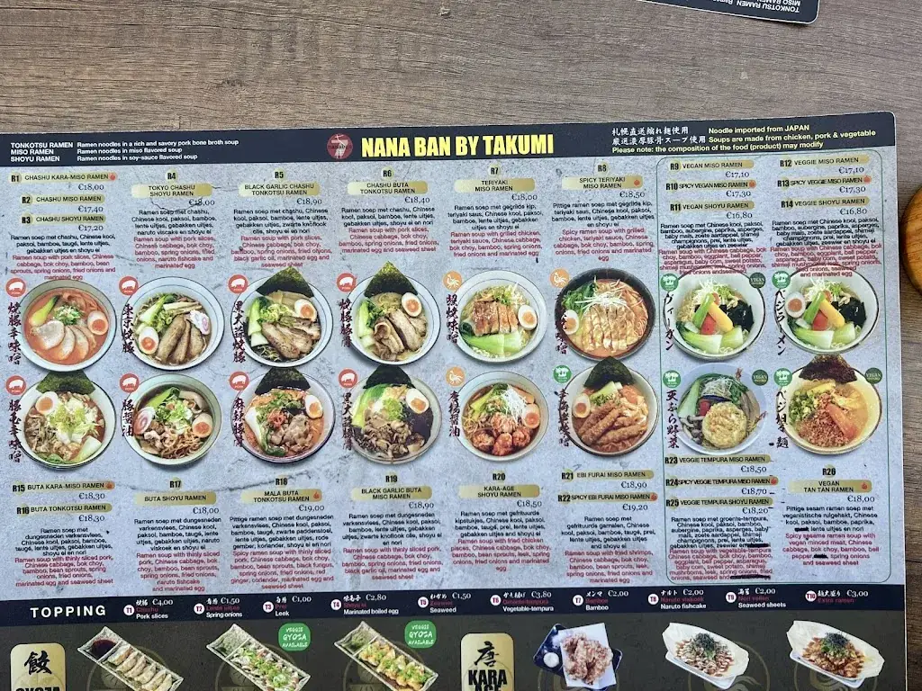 Menu_Takumi Nanaban Ramen Kitchen_Zaventem_image_1