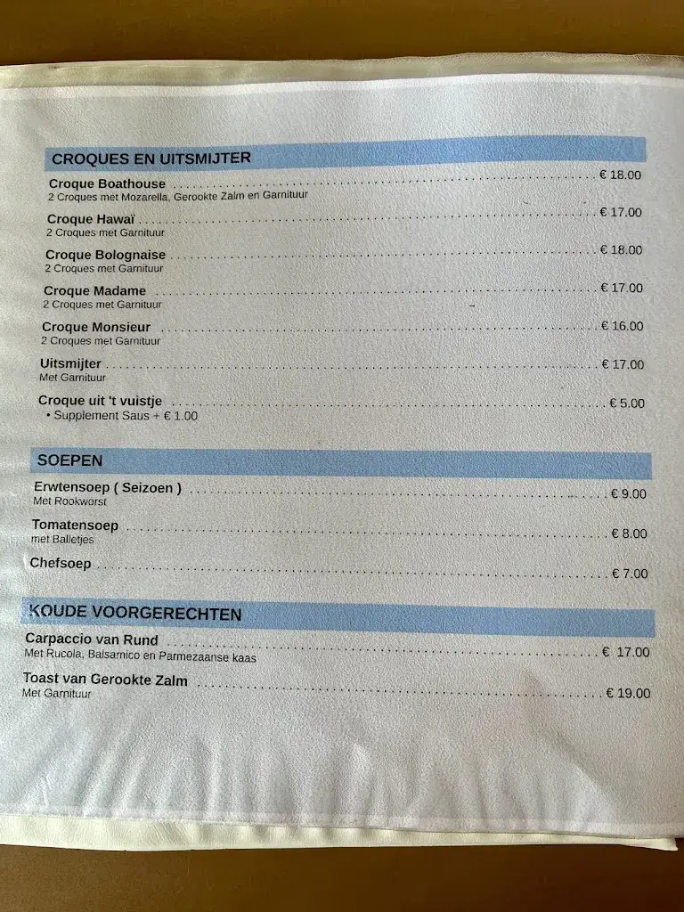 Menu_Bistro The Boathouse_Willebroek_image_1