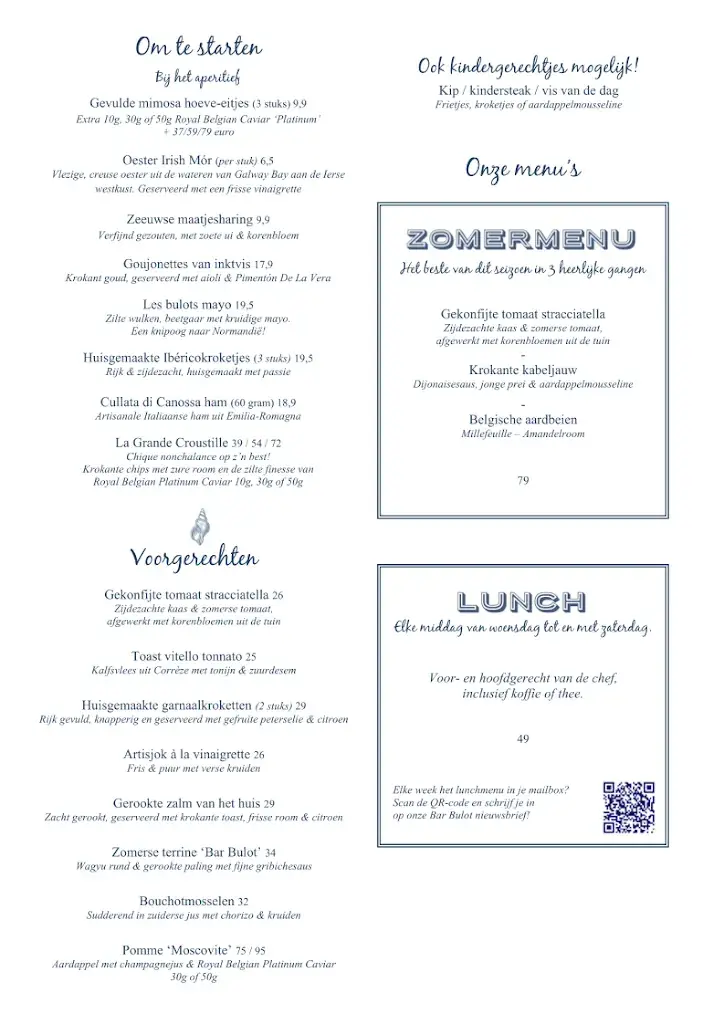Menu_Restaurant BAR BULOT ZEDELGEM_Zedelgem_image_1