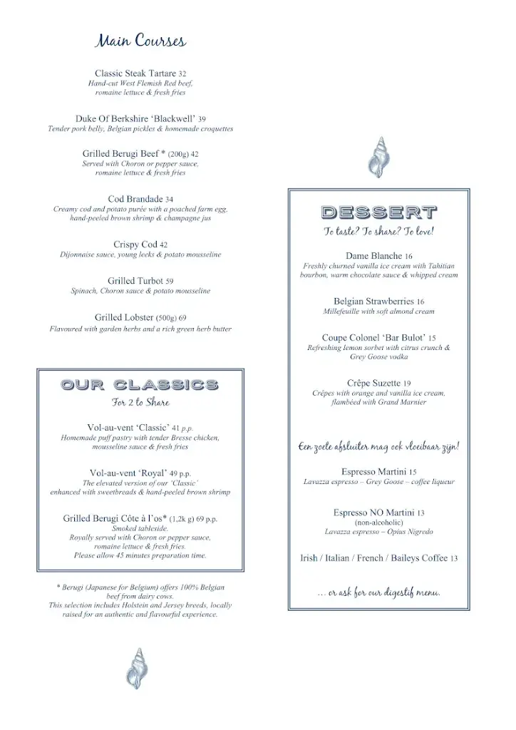 Menu_Restaurant BAR BULOT ZEDELGEM_Zedelgem_image_2