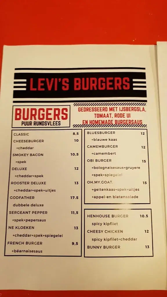 Menü_Levi's Burgers_Zottegem_Bild_1
