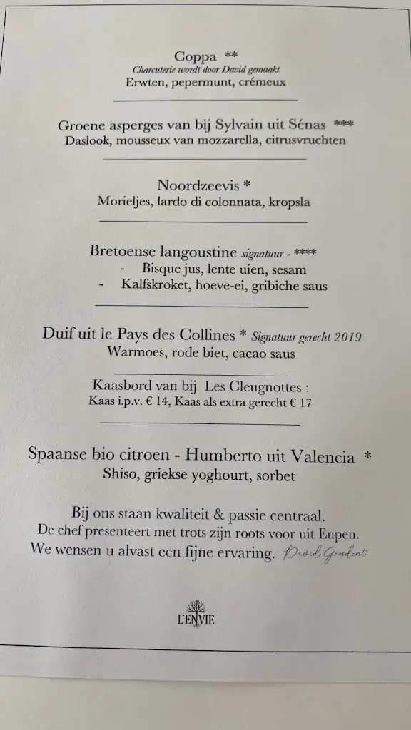 Menu_L'Envie_Zwevegem_imagen_3