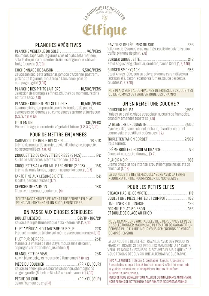 Menu_La Guinguette des Elfes - Restaurant_Aywaille_image_1