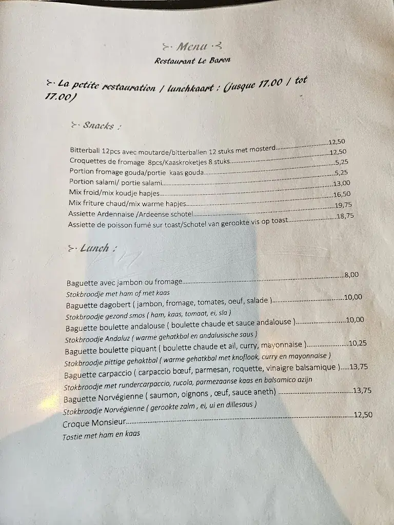 Menu_Brasserie - Restaurant Le Baron_Stavelot_image_1