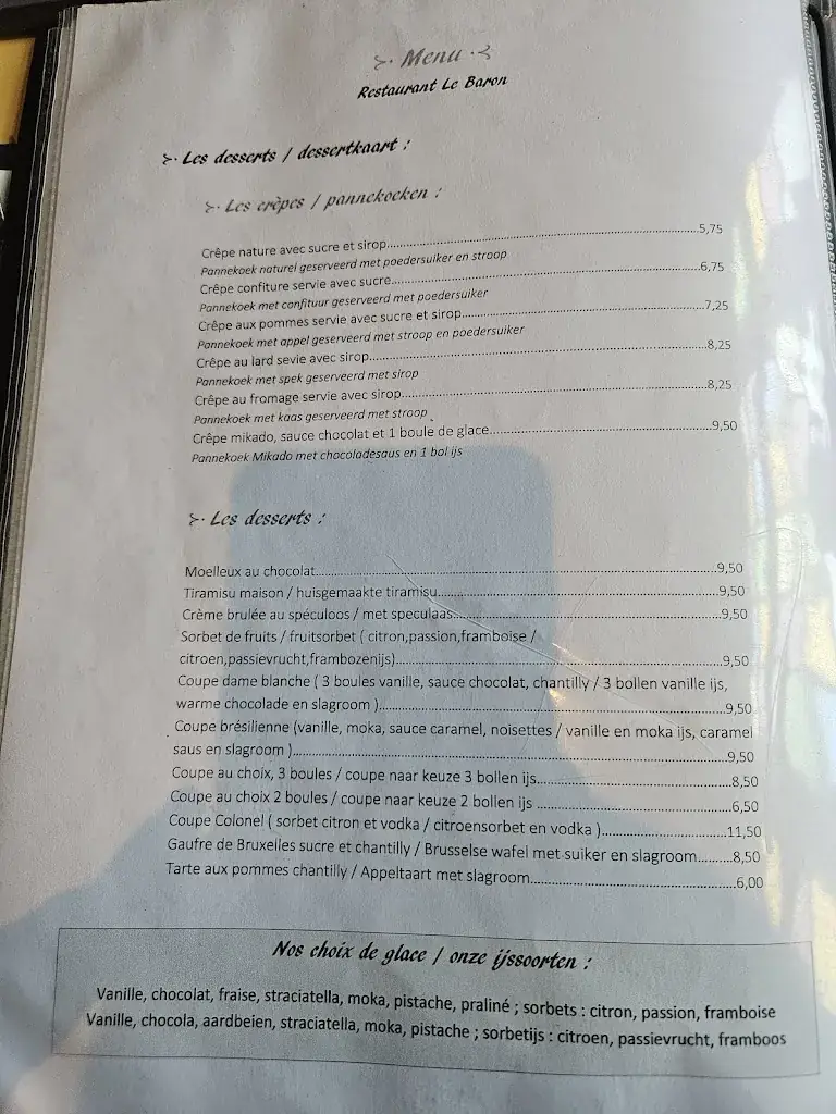 Menu_Brasserie - Restaurant Le Baron_Stavelot_image_2