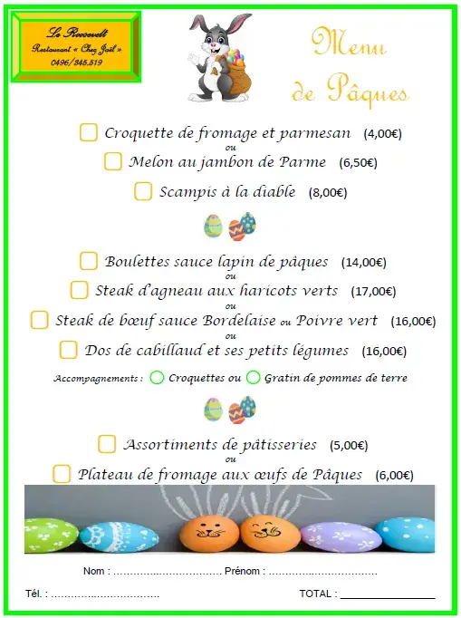 Menu_Chez Joël - Le Roosevelt_Sambreville_image_3