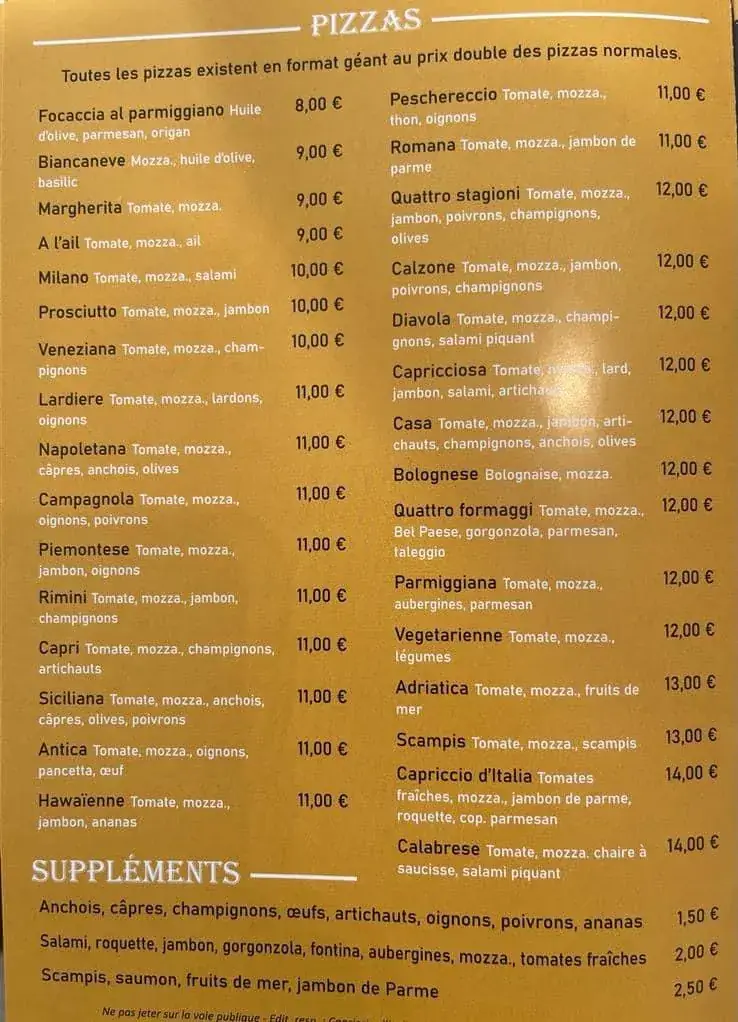 Menu_Restaurant Capriccio d'Italia Spécialités Italienne Anderlues_Anderlues_image_3