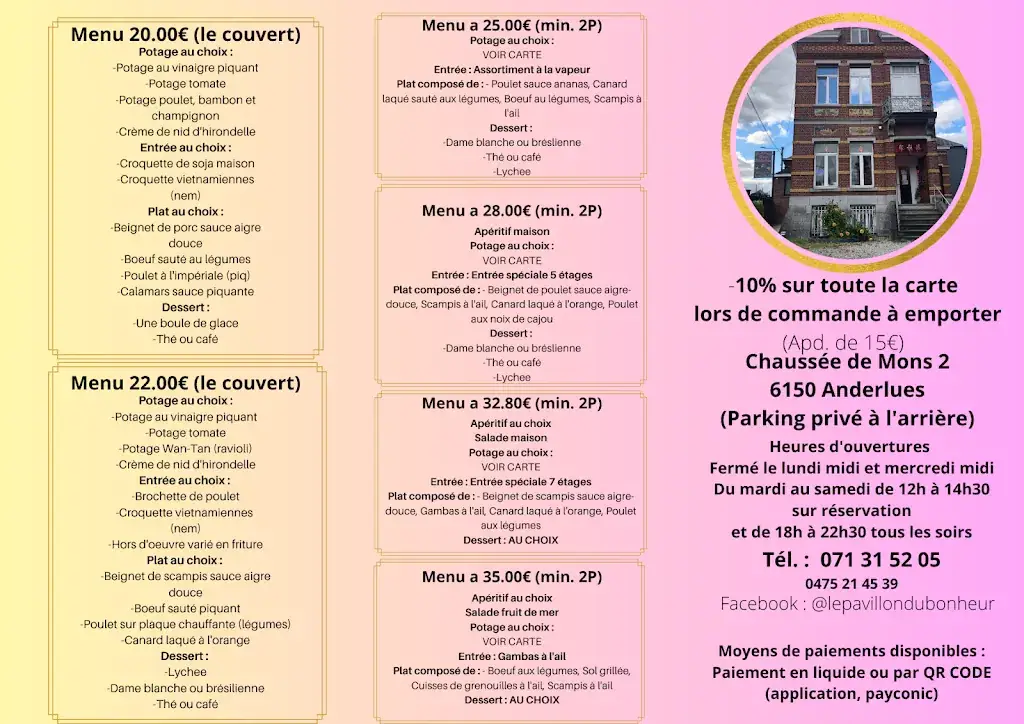 Menu_Le Pavillon du Bonheur_Anderlues_image_2