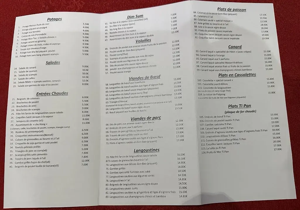 Menu_Le Palais de Shu Hong_Andenne_image_3