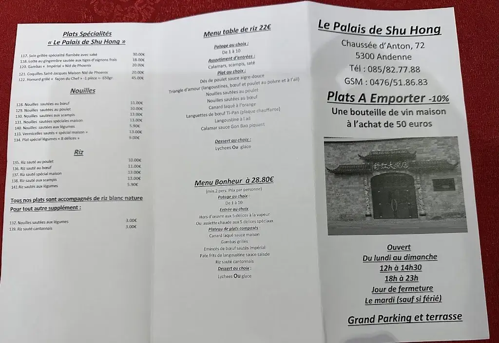 Menu_Le Palais de Shu Hong_Andenne_image_4